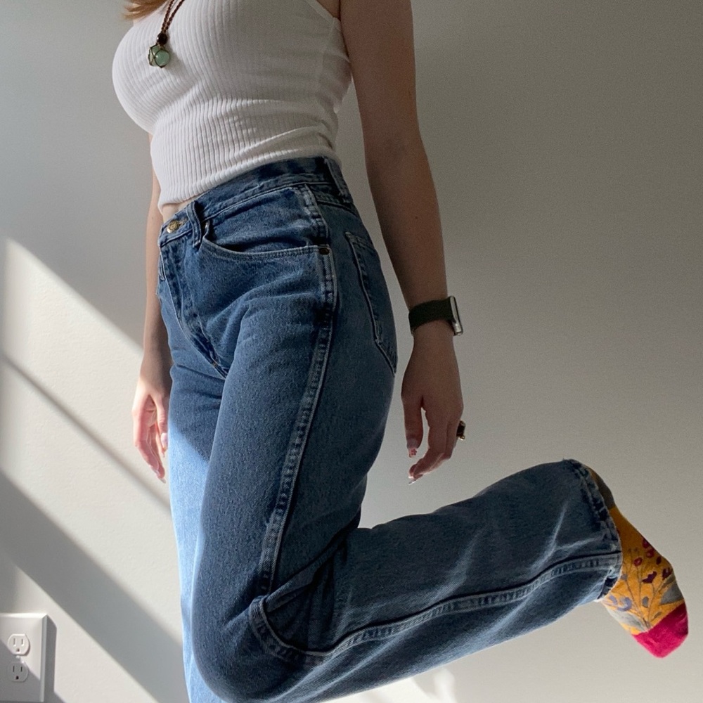 Wrangler faded blue straight leg jeans